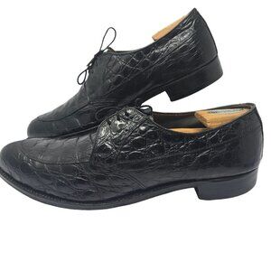 Nettleton Traditionals Vintage Black Crocodile Leather Oxfords, Men's 11.5 B
